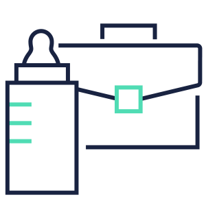 Grafik Babytrinkflasche und Aktentasche
